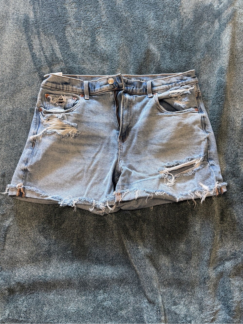 American Eagle Outfitters Light Blue Distressed Denim Jean Shorts